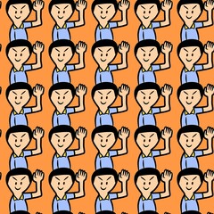 seamless pattern of cute man cartoon