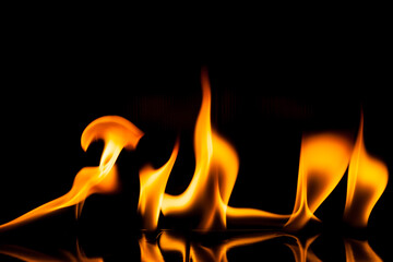 Flame fire  movement on a black background.