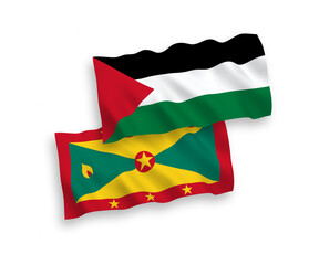 Flags of Grenada and Palestine on a white background