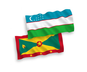 Flags of Grenada and Uzbekistan on a white background