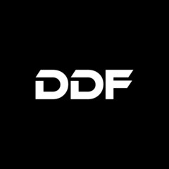 DDF letter logo design with black background in illustrator, vector logo modern alphabet font overlap style. calligraphy designs for logo, Poster, Invitation, etc.