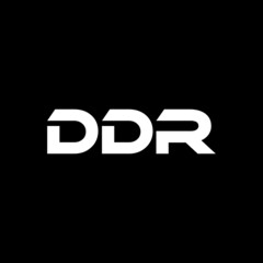 DDR letter logo design with black background in illustrator, vector logo modern alphabet font overlap style. calligraphy designs for logo, Poster, Invitation, etc.