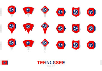 Collection of the Tennessee flag in different shapes and with three different effects.
