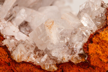 Macro mineral stone crystals Hemimorphite rock on a white background