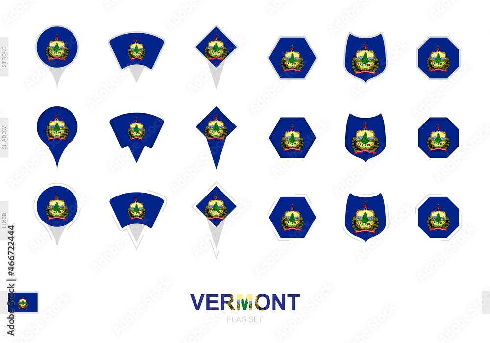 Wall mural Collection of the Vermont flag in different shapes and with three different effects.