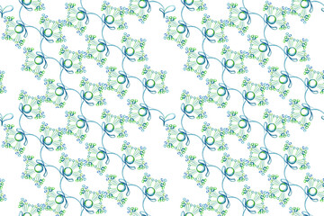 seamless floral pattern, abstract dandelion green color, diagonal tilt pattern, flowers and plants watercolor