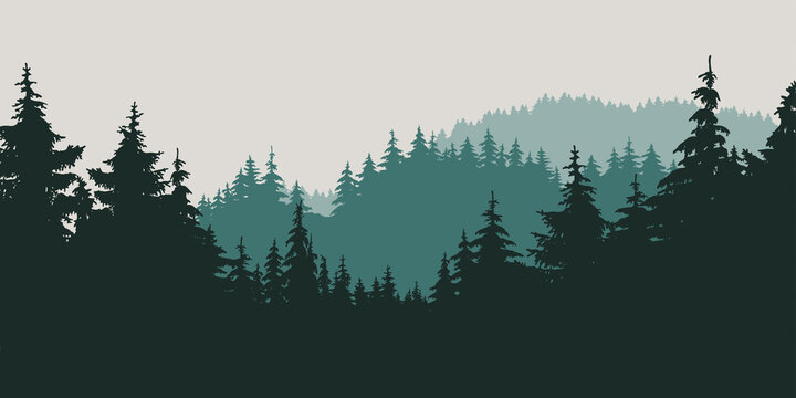 ARRI&Egrave;RE-PLAN DE SILHOUETTES DE SAPINS VERTS