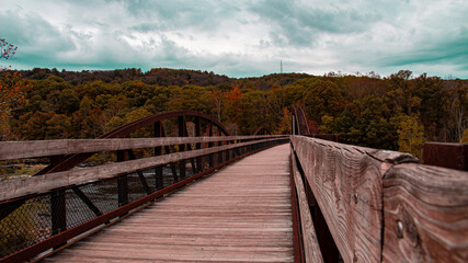 wooden bridge in autumn