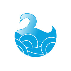 Naklejka premium Blue swan on water