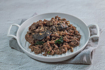 Korean food beef bulgogi dish on plate