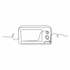 Obraz premium Vector continuous one single line drawing icon of microwave oven in silhouette on a white background. Linear stylized.