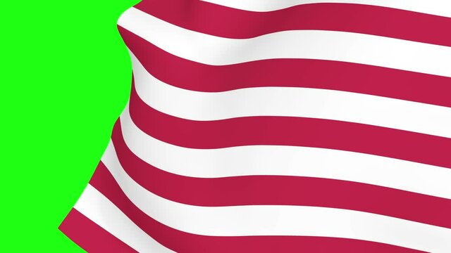 USA or American flag animation 4k and 1080 HD footage 3d animation over green screen chromakey for video transition. 3d rendering for TV and video production