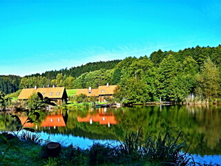 Czech Republic-huts near the pond