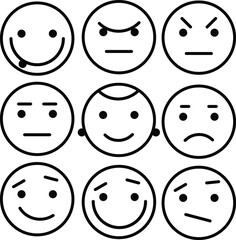 a set of black and white emoticons with various emoticons
