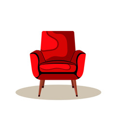 Red armchair realistic vector illustration isolated on white background. Christmas red armchair.