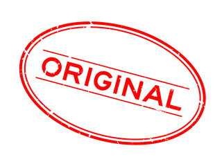 Grunge red original word oval rubber seal stamp on white background