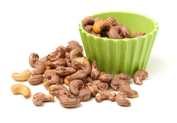 cashew nuts on white background 
