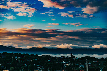 sunset over the city