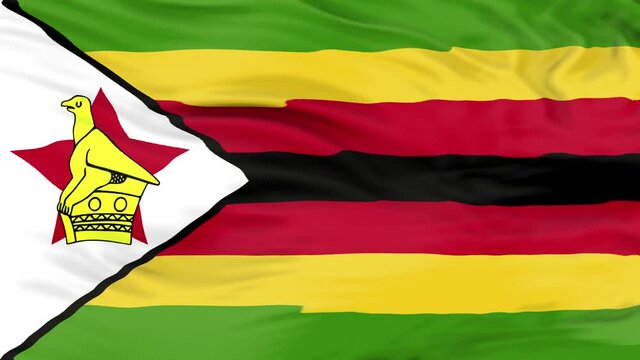 A 4K of the Zimbabwe flag. A waving 3D animation