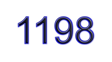 blue 1198 number 3d effect white background