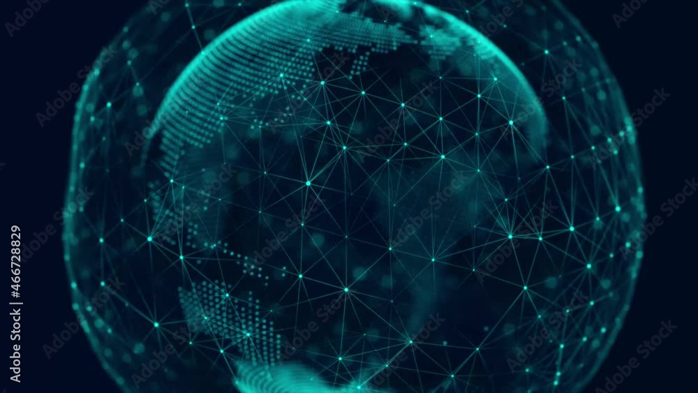 Aufkleber network connection structure. abstract technology background with digital connecting data on planet.