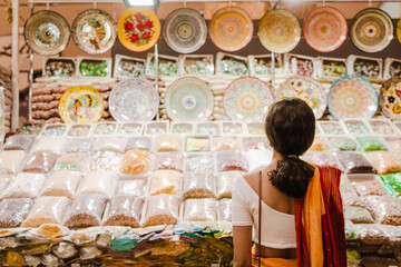 Smiling young indian woman in traditional clothes