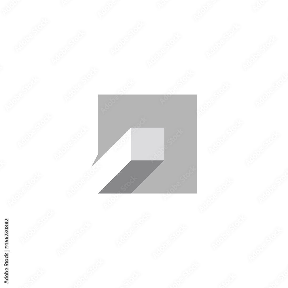 Poster square 3d shadow gradient object symbol logo vector