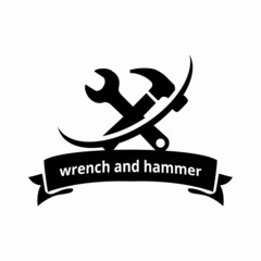 Minimalist Wrench Spanner Hammer Vector Logo