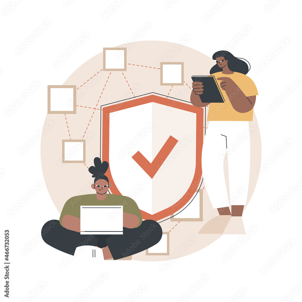 Poster decentralized application abstract concept vector illustration. digital application, blockchain, p2p