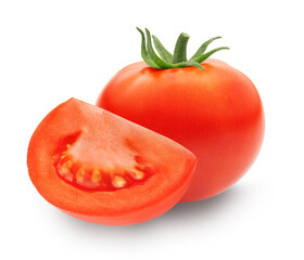 Fresh red tomatoes isolated on white background.