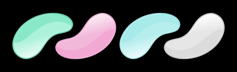 Patches for the face of different colors. Hydrogel anti-aging patches. A set of vector illustrations.