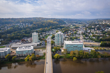 Fototapeta premium Aerial Drone of Conshohocken PA