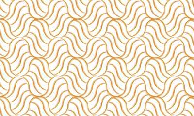 The geometric pattern with wavy lines. Seamless vector background. White and gold texture. Simple lattice graphic design