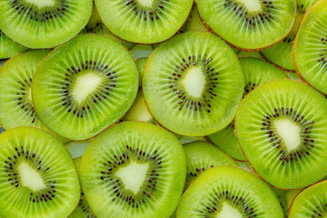 Kiwi Macro,Fresh Kiwi fruit sliced use for background,slice of kiwi fruit on a full frame. horizontal format