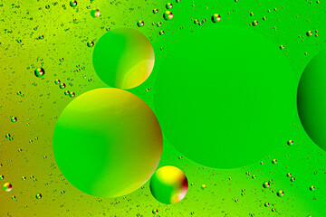 Abstract colorful background of oil circles. Oil in the water surface circles, water foam and oil bubbles.