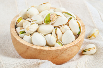 pistachio in shell nuts in bowl.