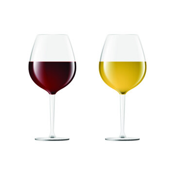 two glasses of wine. red and white wine