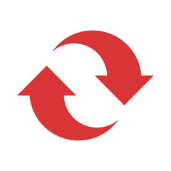 Recycle vector icon. Red symbol