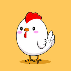 Cute chicken icon character vector illustration.