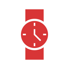 Wrist Watch vector icon. Red symbol