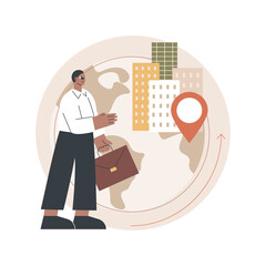 Occupational migration abstract concept vector illustration. Application form, work and travel, crowd of refugees, child migrant workers, foreign citizens, people arriving abstract metaphor.