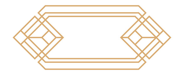 Vintage label. Golden line frame in art deco style