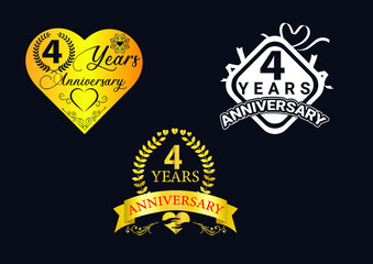 4 years anniversary celebration logo and icon design