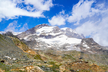 Fototapeta na wymiar landscape with sky, viewpoint from Vigevano Hut, Monte Rosa Mountains, Italy 
