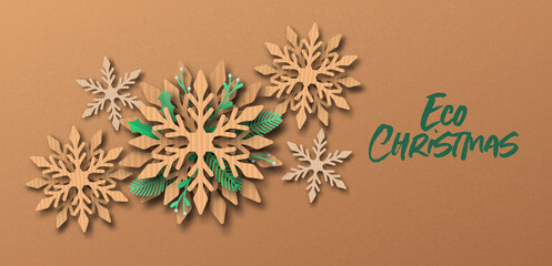 Green Christmas eco friendly papercut snowflake