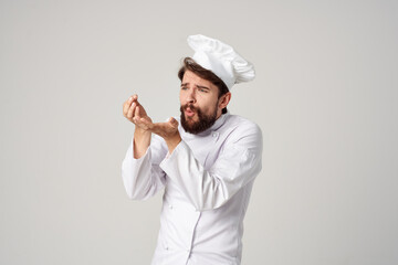 male cook kitchen Job hand gestures Professional emotions