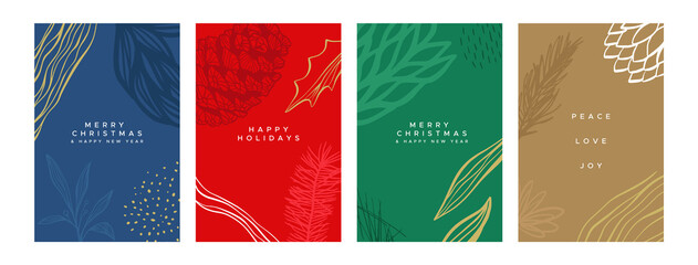 Christmas New Year abstract winter nature card set