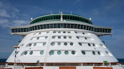 Bridge area of Independence of the Seas, one of the Royal Caribbean International large cruise ships from the Freedom-class, at sea from Stavanger, Norway heading to Southhampton, UK