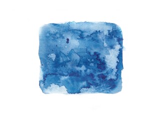 Hand drawn watercolor strokes on paper. Blue splashes and spots