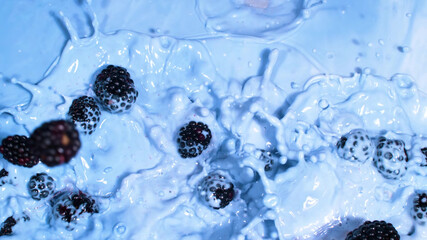 milk raspberry abstraction splashes bubbles